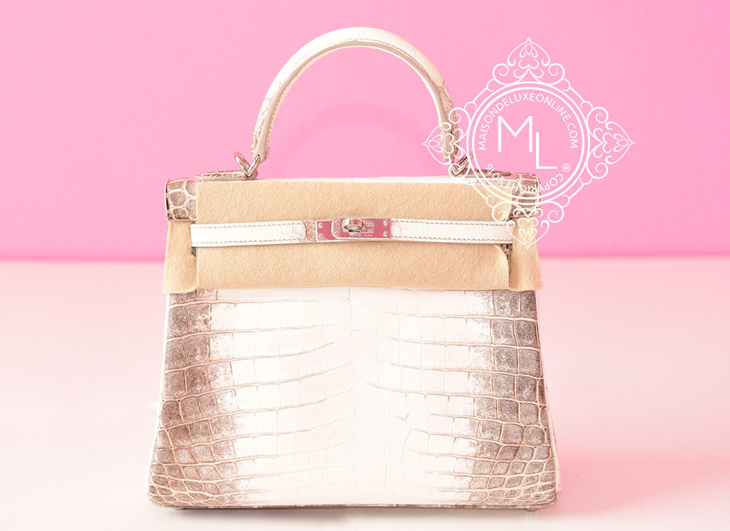 Hermes Blanc Himalayan Himalaya Kelly 25 Crocodile Handbag Birkin – MAISON  de LUXE