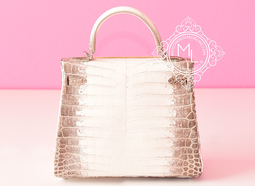 Hermes Blanc Himalayan Himalaya Kelly 25 White Crocodile - MAISON de LUXE