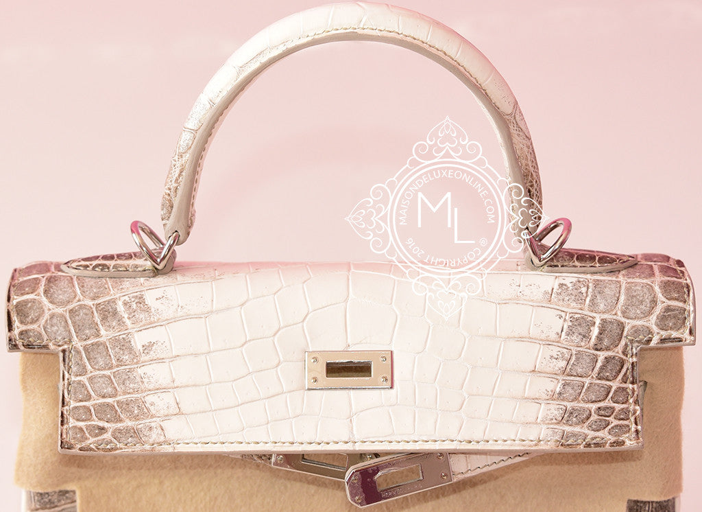 Hermes Blanc Himalayan Himalaya Kelly 25 Crocodile Handbag Birkin