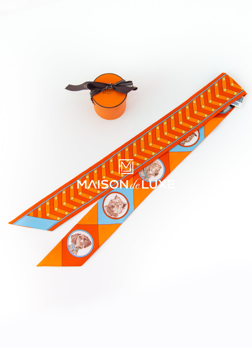 Hermes Orange Colliers et Chiens Twilly