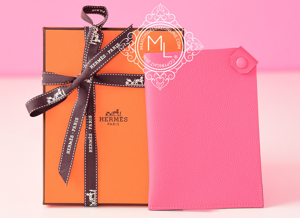 Hermes Rose Azalee Pink Epsom Tarmac Passport Cover PM