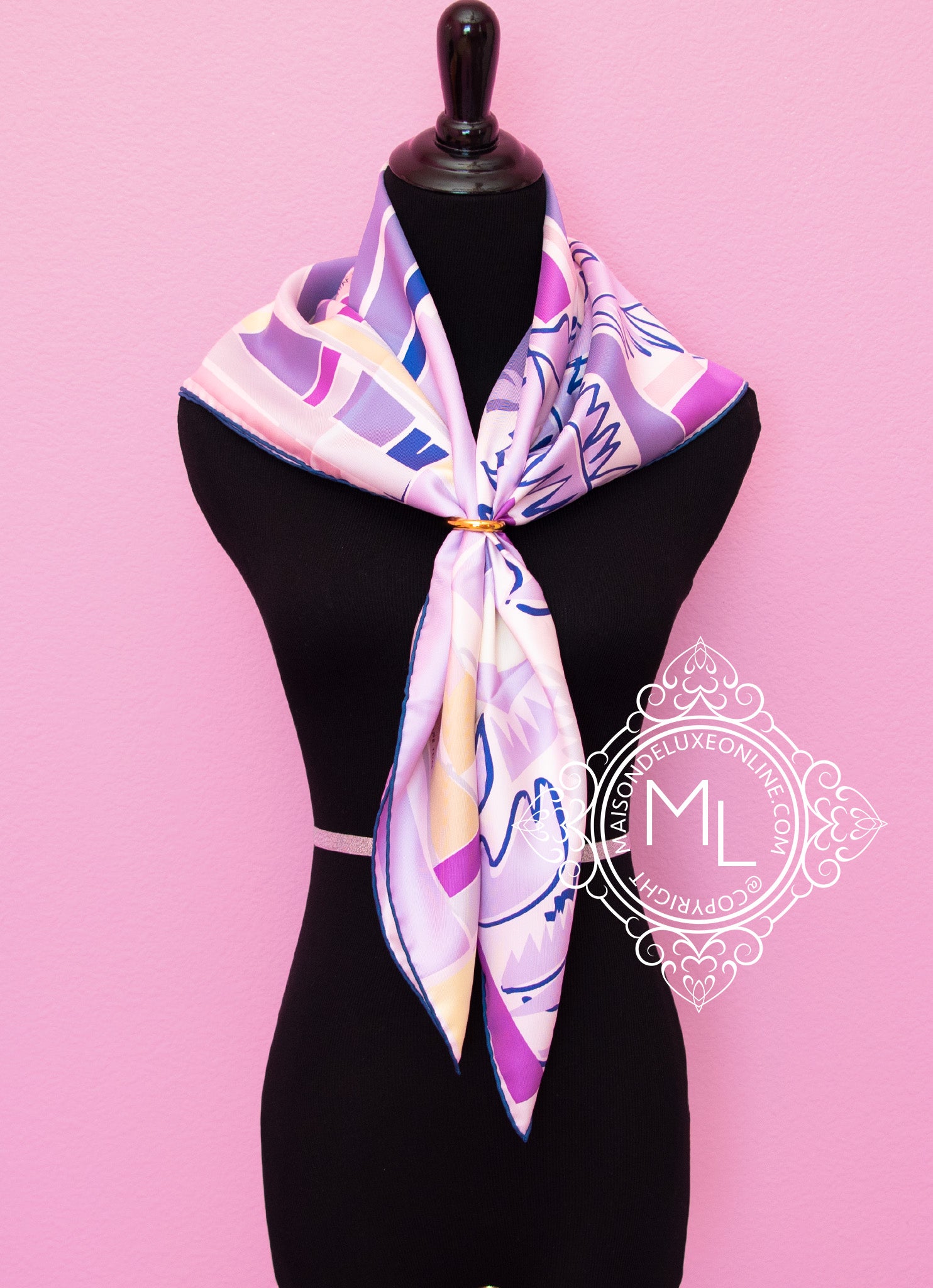 Hermes Plisse Pleated Purple Bubble Silk Scarf – Vintage by Misty