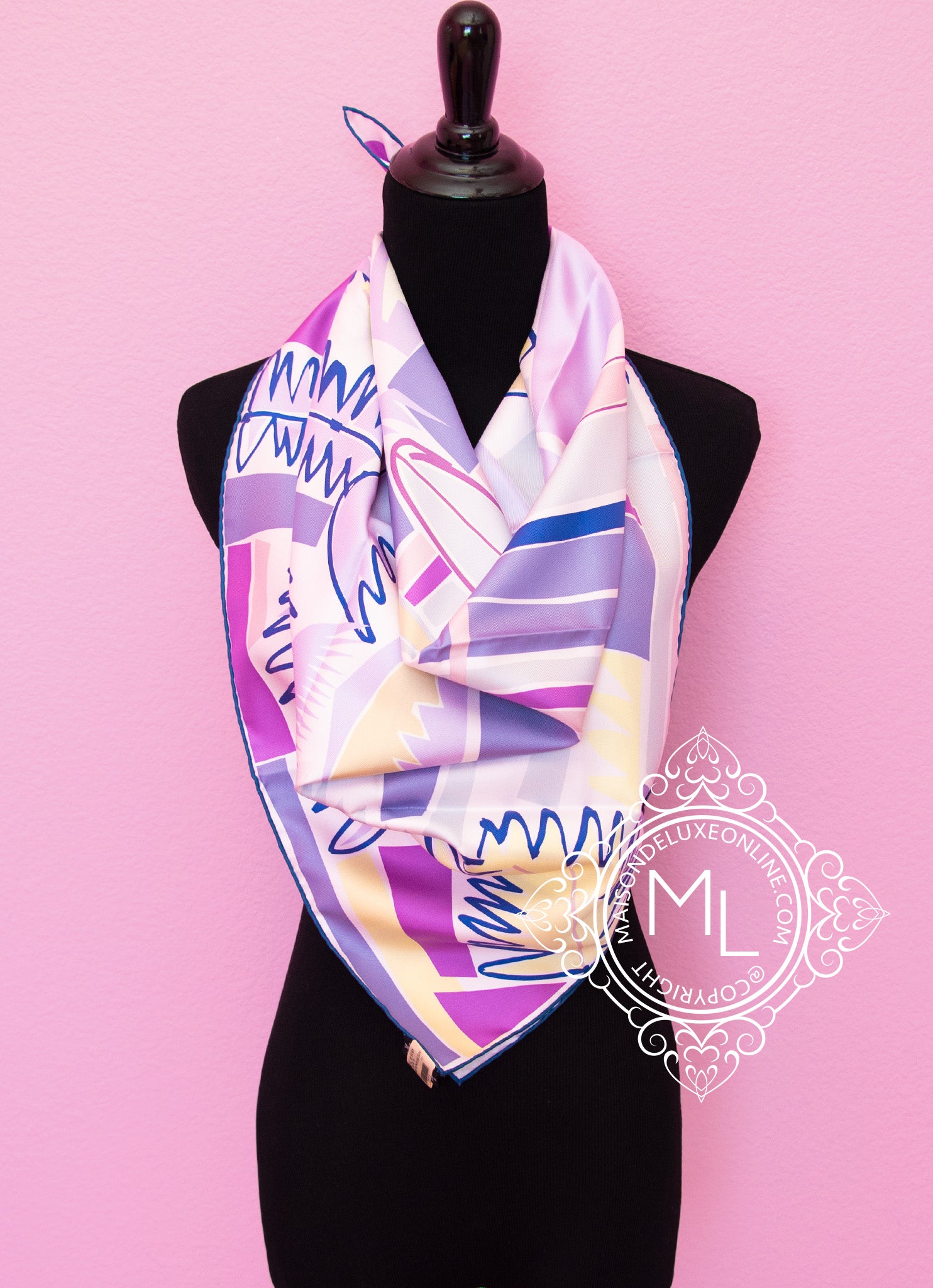 Hermes pre-owned purple silk printed scarf
