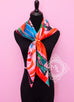 Hermes Red Blue Twill Silk 90 cm Sea Surf and Fun Scarf