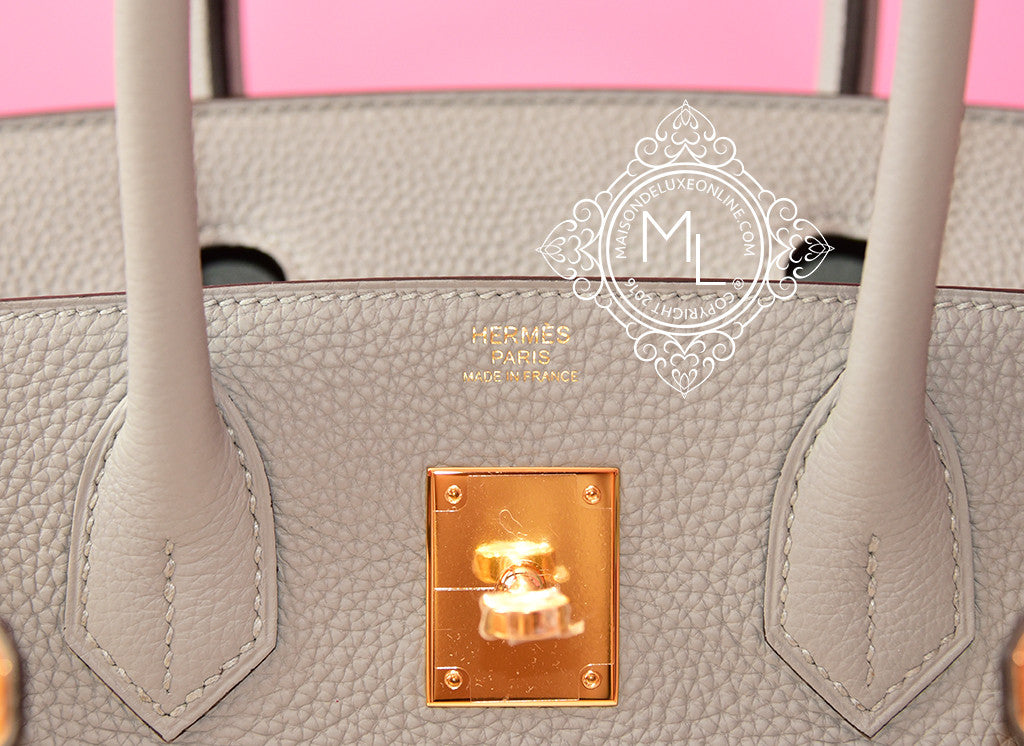 Hermes Birkin 30 Bag Gris Mouette Gold Hardware Togo Leather – Mightychic