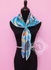 Hermes Blue Twill Silk 90 cm Jaguar Quetzal Scarf