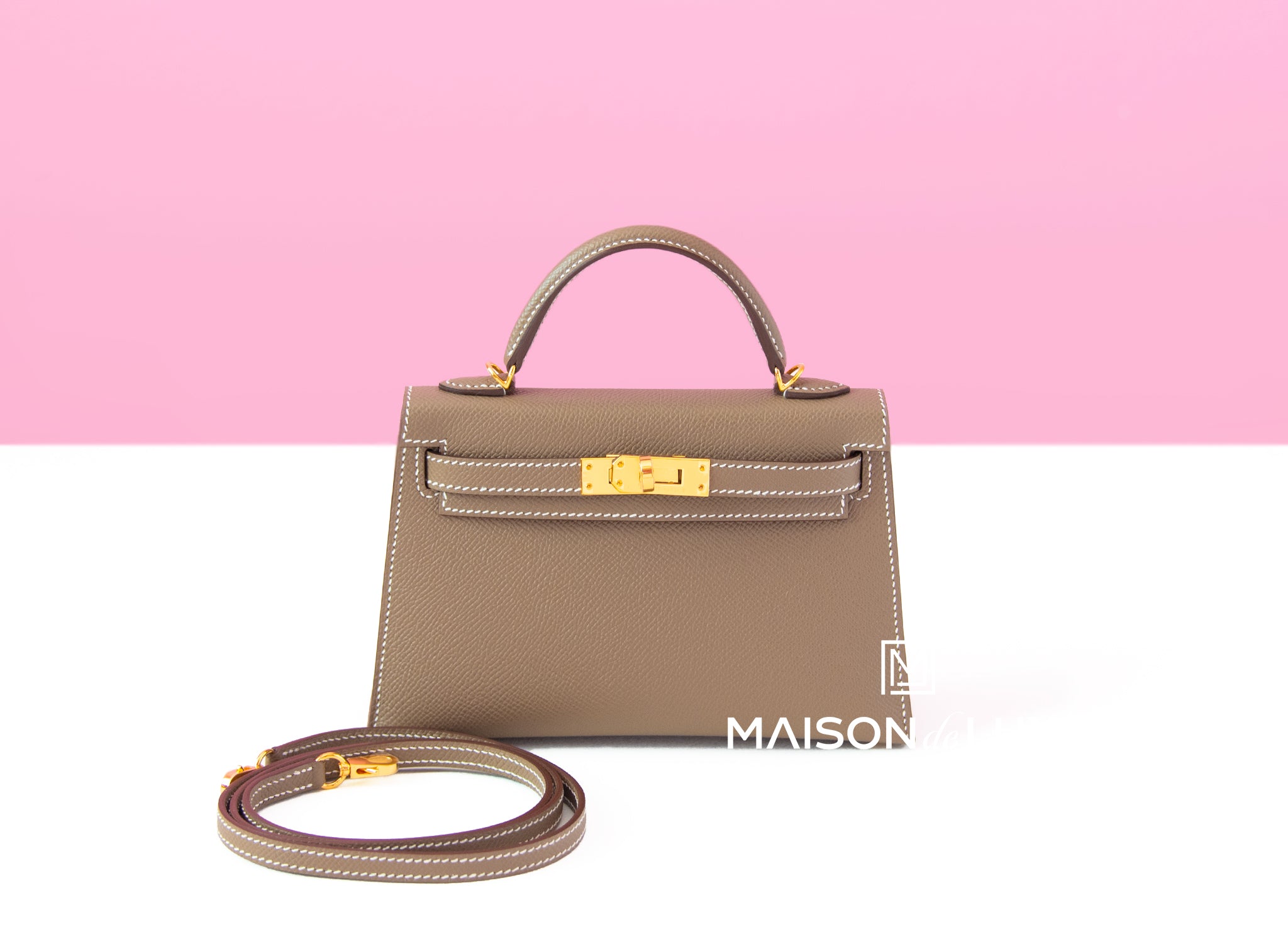 Hermès Mini Kelly 20 Etain Epsom PHW