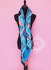 Hermes "Parures de Samourais" Blue Cashmere 140 GM Shawl Scarf