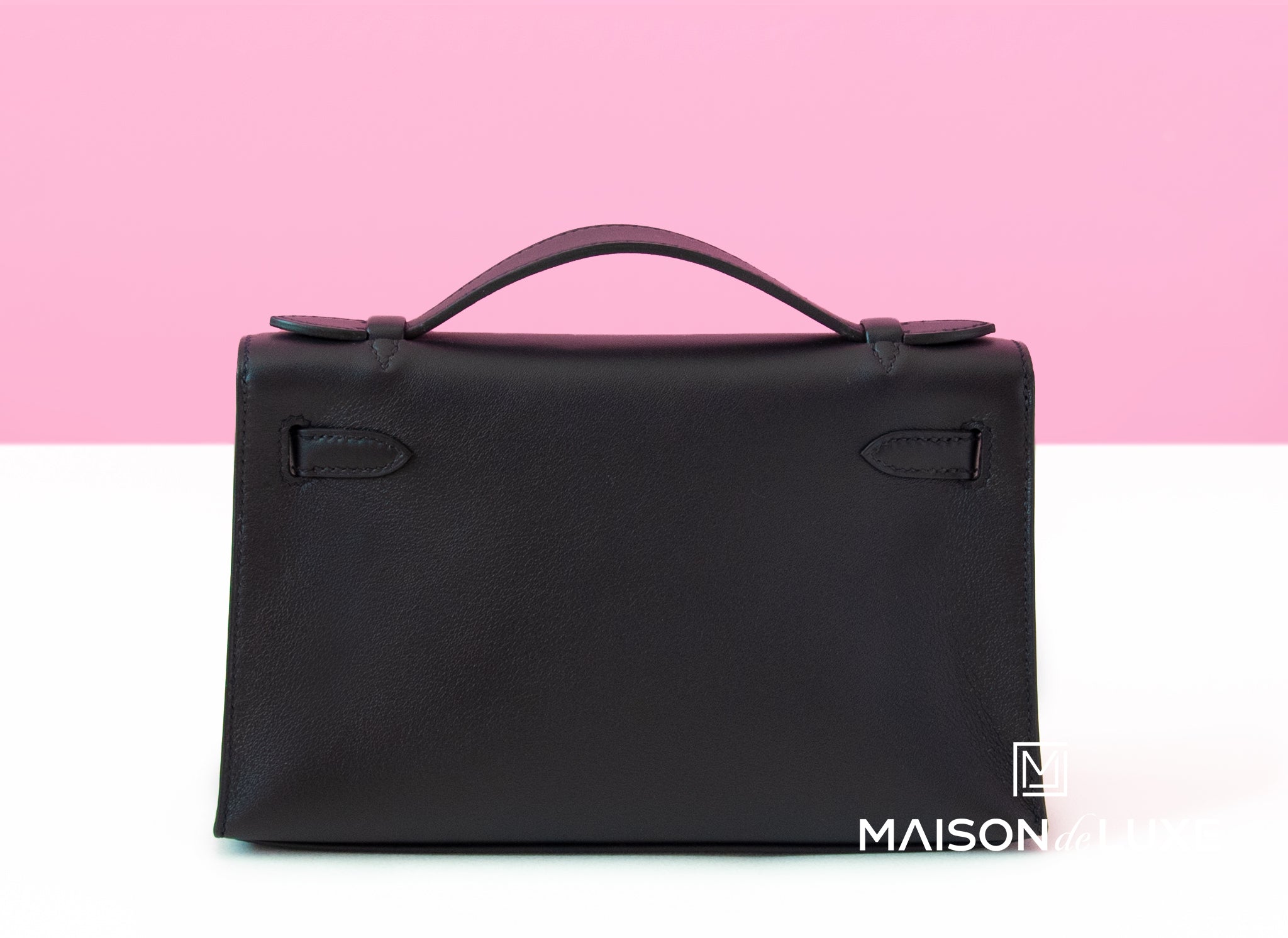 Hermes Noir Black PHW Swift Mini Kelly Pochette Clutch - MAISON de LUXE