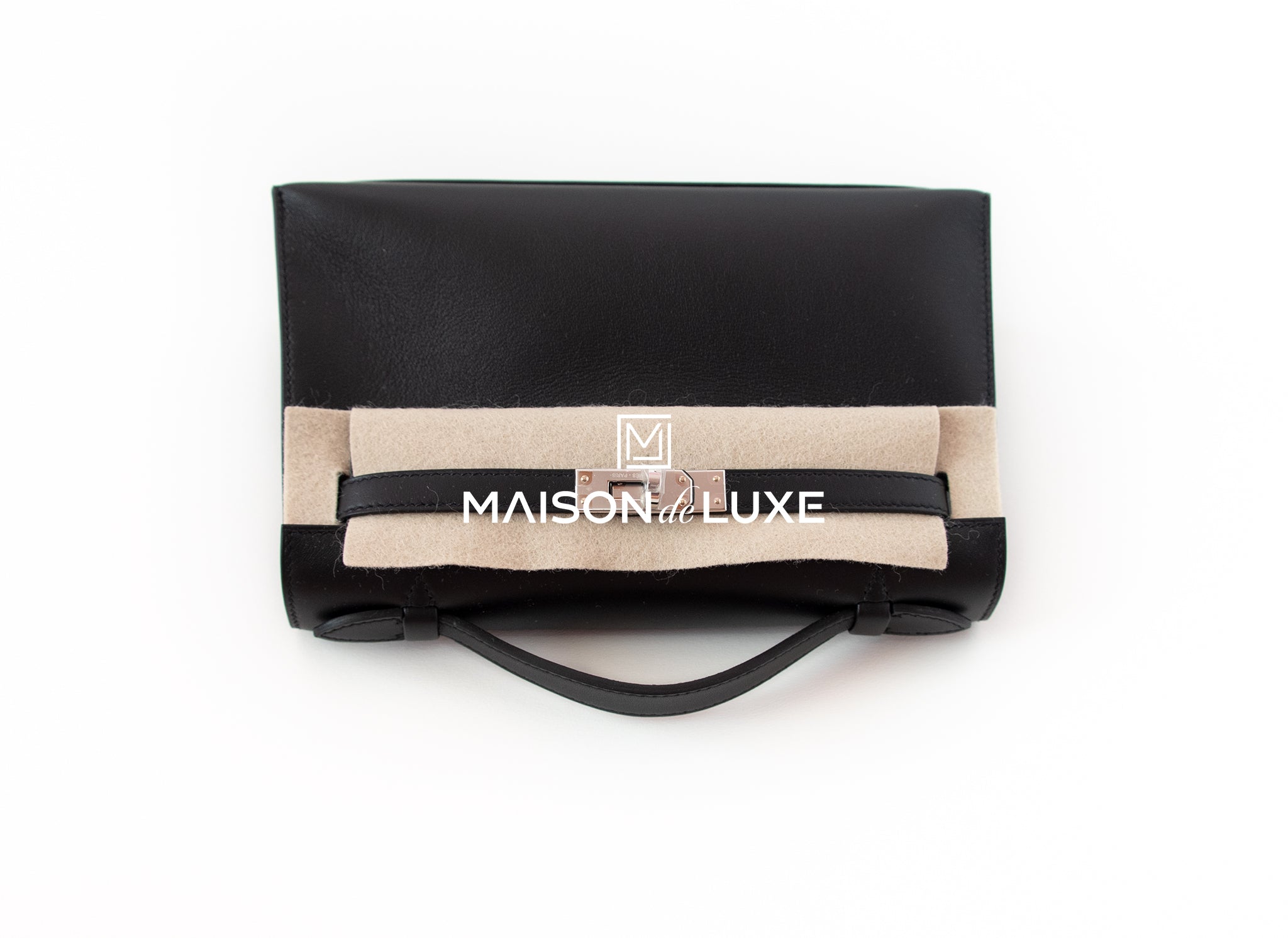 Hermes Noir Black PHW Swift Mini Kelly Pochette Clutch - MAISON de LUXE