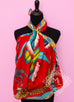 Hermes "The Savana Dance" Red Cashmere 140 GM Shawl Scarf