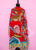 Hermes "The Savana Dance" Red Cashmere 140 GM Shawl Scarf