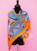 Hermes "Les Tresors d'un Artiste" Orange Cashmere 140 GM Shawl Scarf