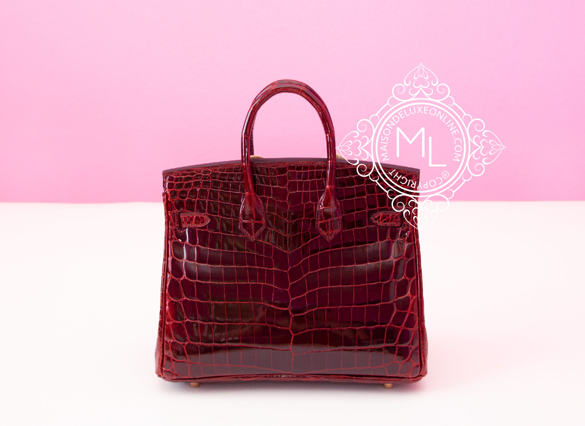 Hermes Birkin Bag Alligator Leather Gold Hardware In Burgundy