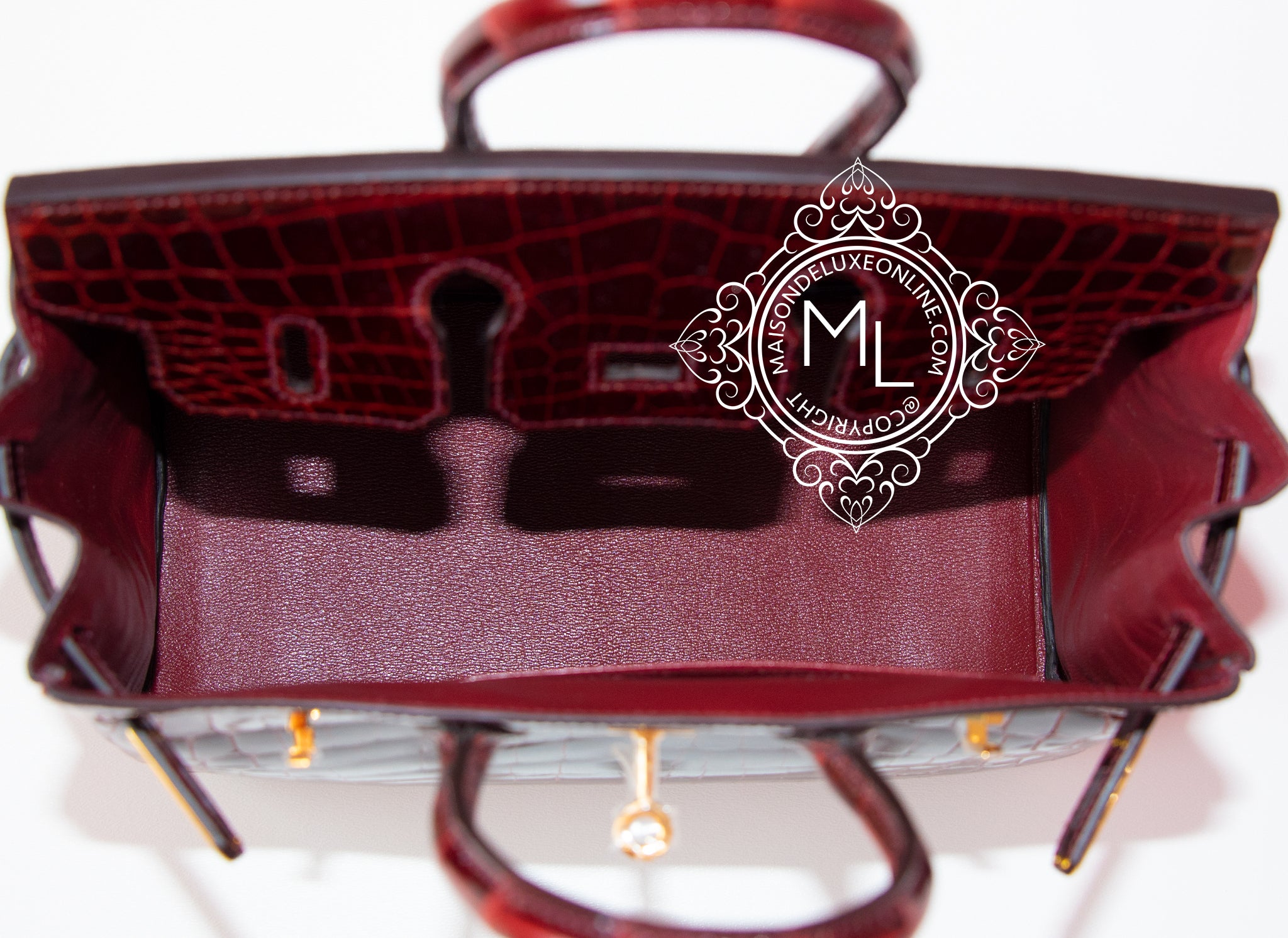 Burgundy ​Hermes Crocodile Leather Berkin Bag​