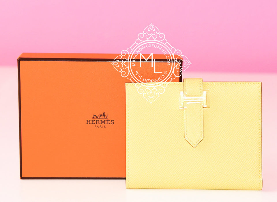 Hermes Jaune Poussin Yellow Epsom Bearn Wallet Clutch