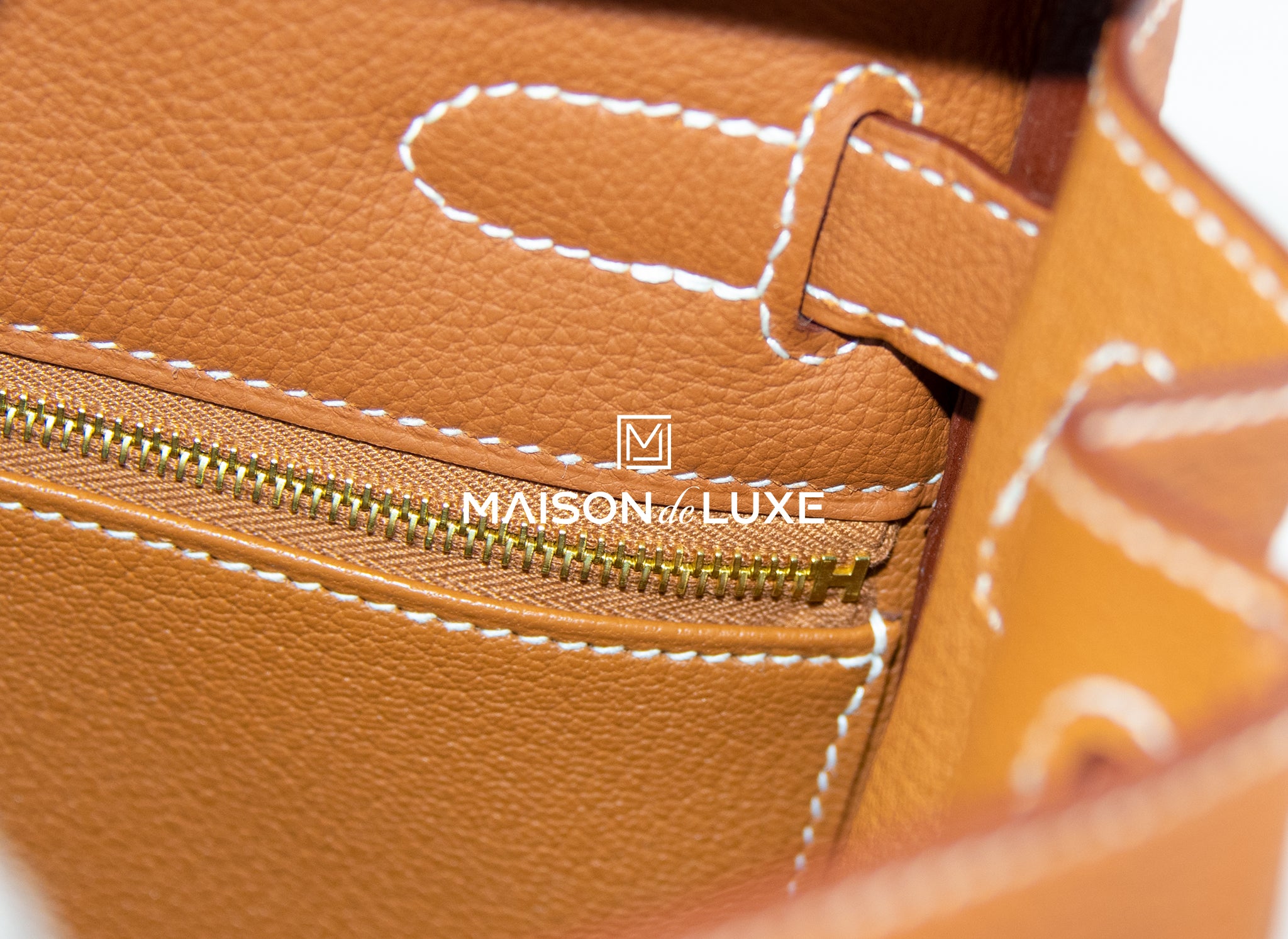 Hermes Gold Brown GHW Togo Retourne Kelly 28 Handbag Bag – MAISON