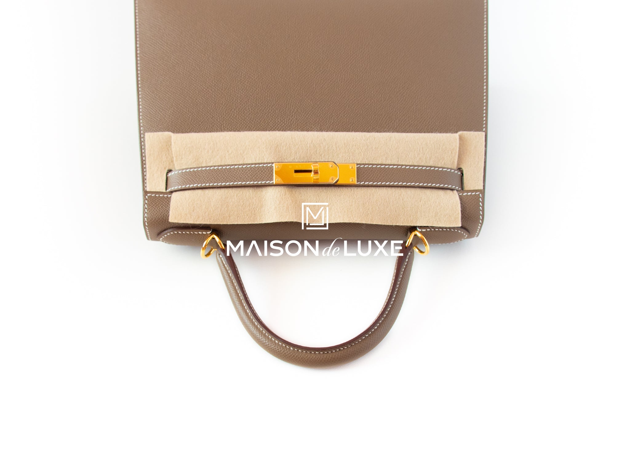 Hermes Kelly 28cm Etoupe Taupe Gold Sellier Shoulder Bag - Chicjoy