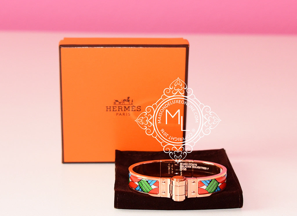 Hermes Della Cavalleria Favolosa Enamel Bangle Bracelet