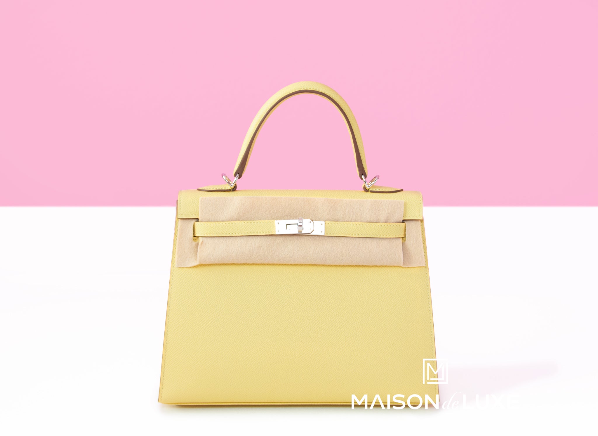 Hermes Jaune Poussin Yellow Sellier Epsom Gold Hardware Kelly 25