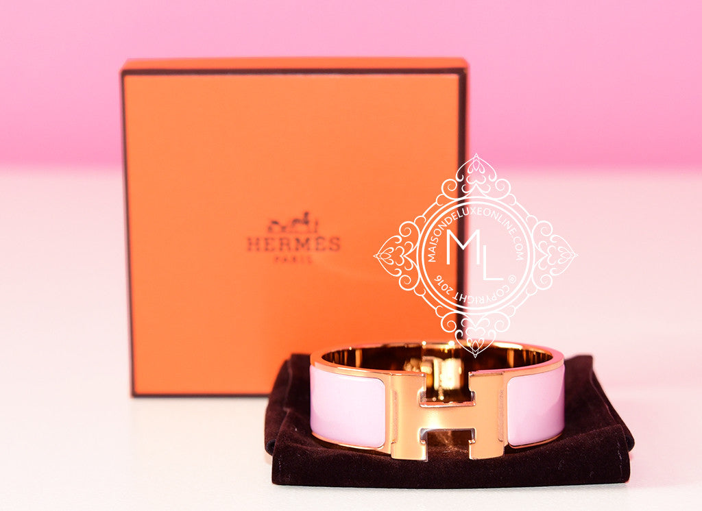 Hermes Pink Clic Clac Gold Hardware Bracelet PM