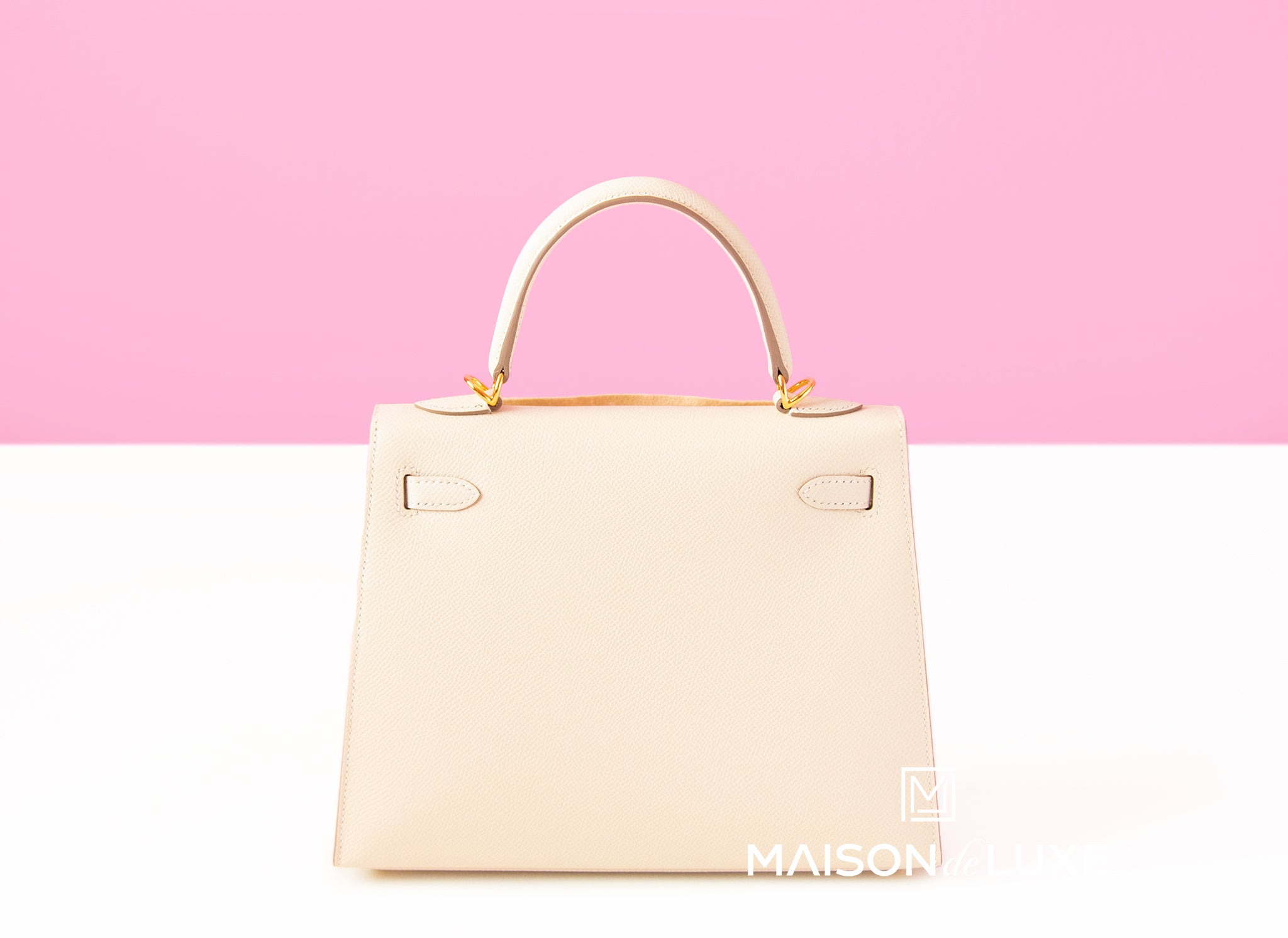 White Sellier Kelly II Mini in Epsom Leather with Gold Hardware