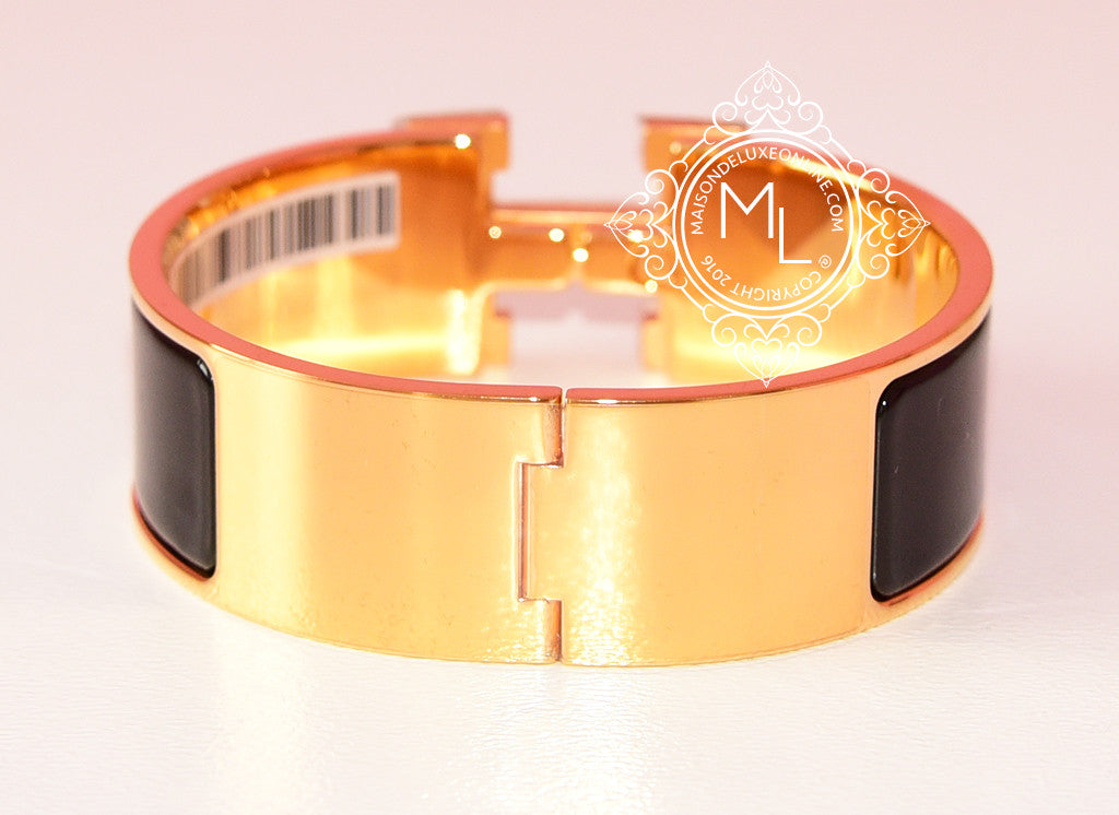 Hermes Black Clic Clac Gold Hardware Bracelet PM