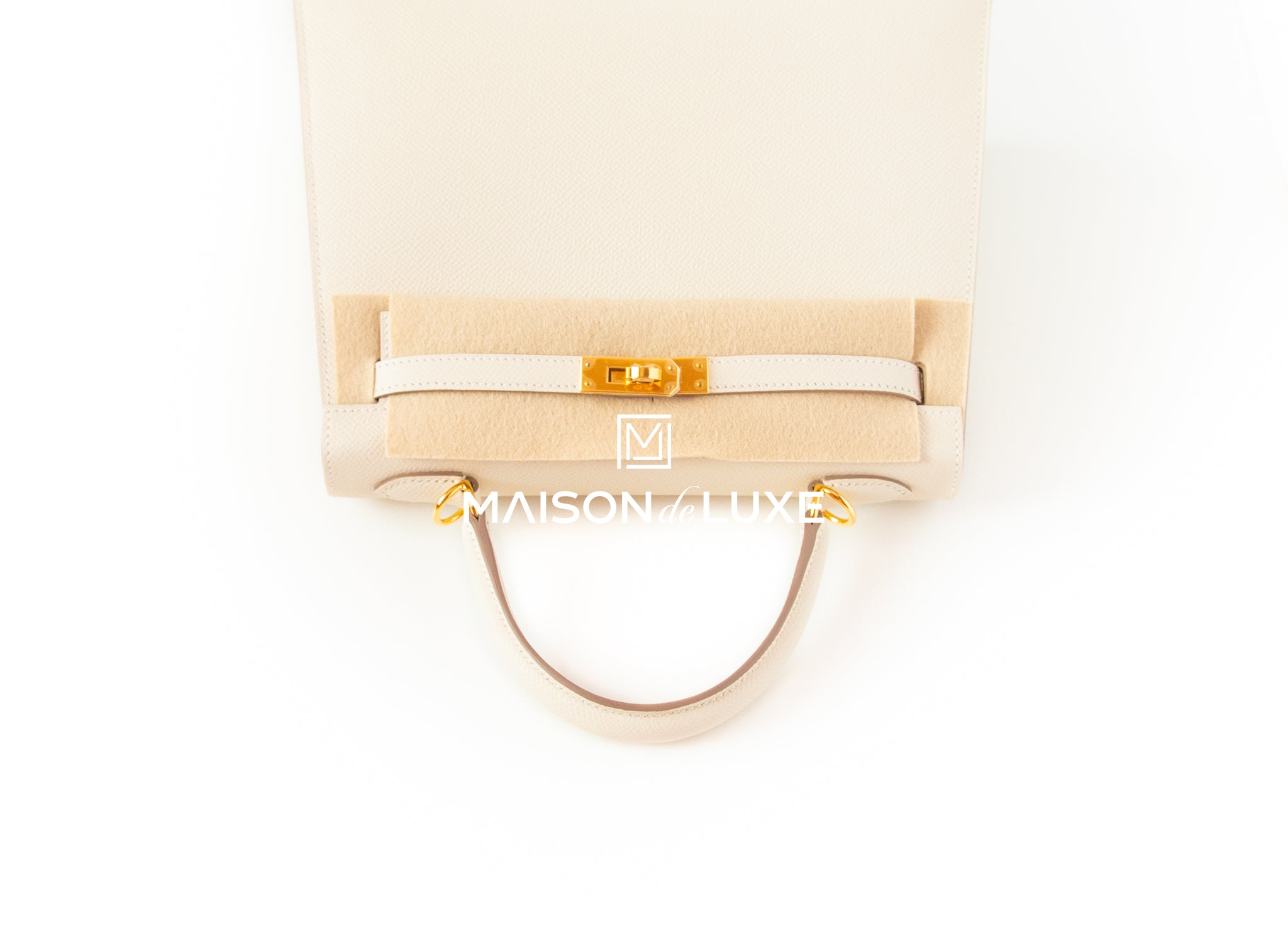 Hermes Kelly 25 Sellier Craie Epsom Gold Hardware