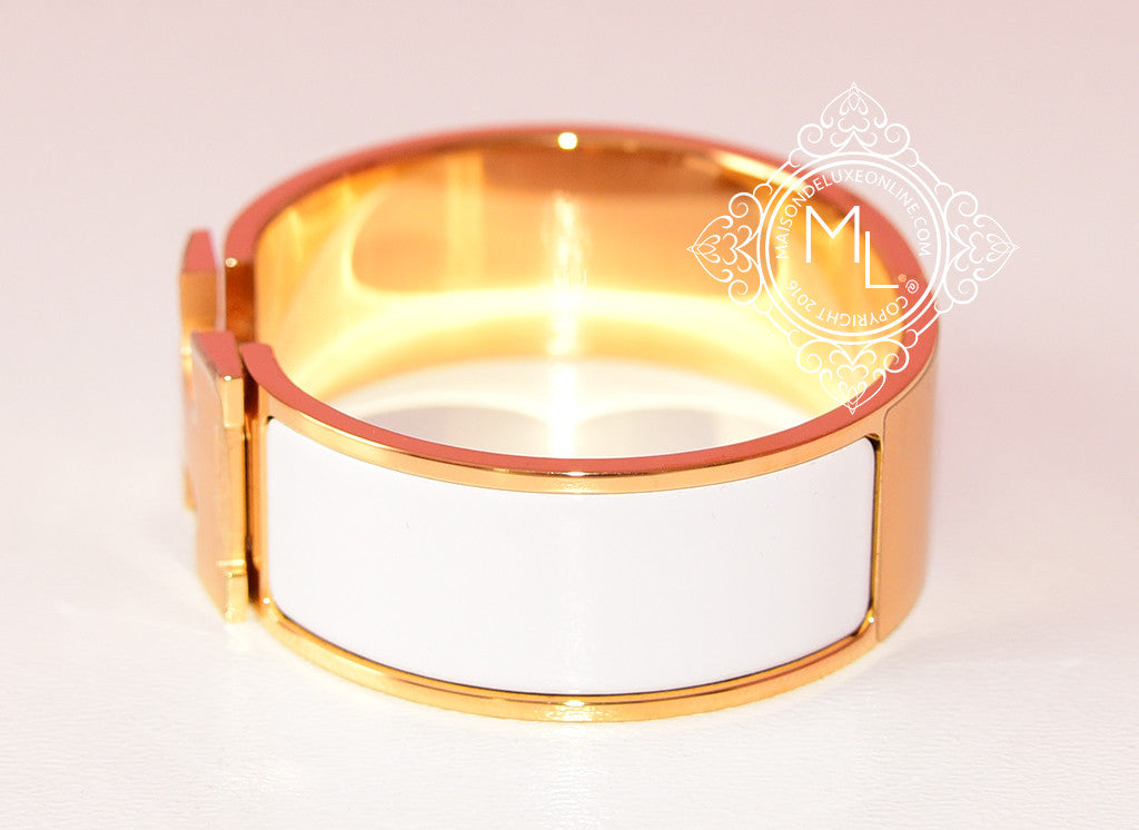 Clic clac h bracelet Hermès White in Gold plated - 21611019