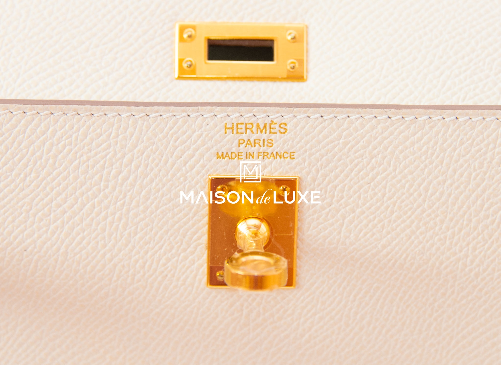 Hermes Kelly 25 Sellier Bag Neutral Craie Epsom Gold Hardware • MIGHTYCHIC  • 