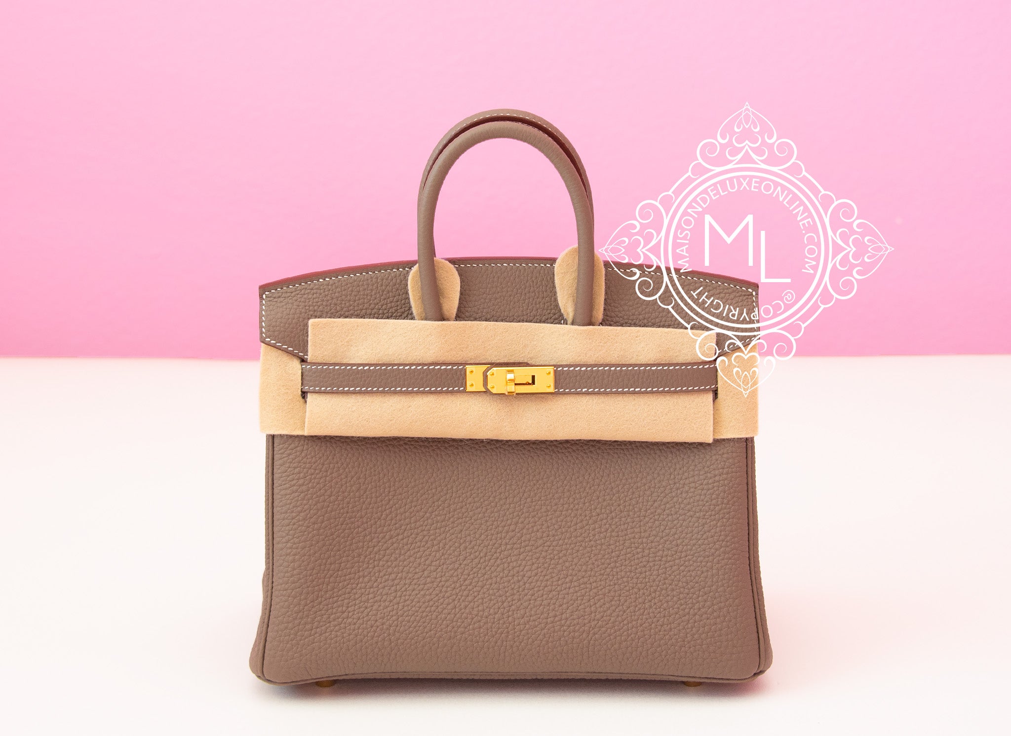 Hermes Kelly 25 Etoupe Togo Gold Hardware - Vendome Monte Carlo