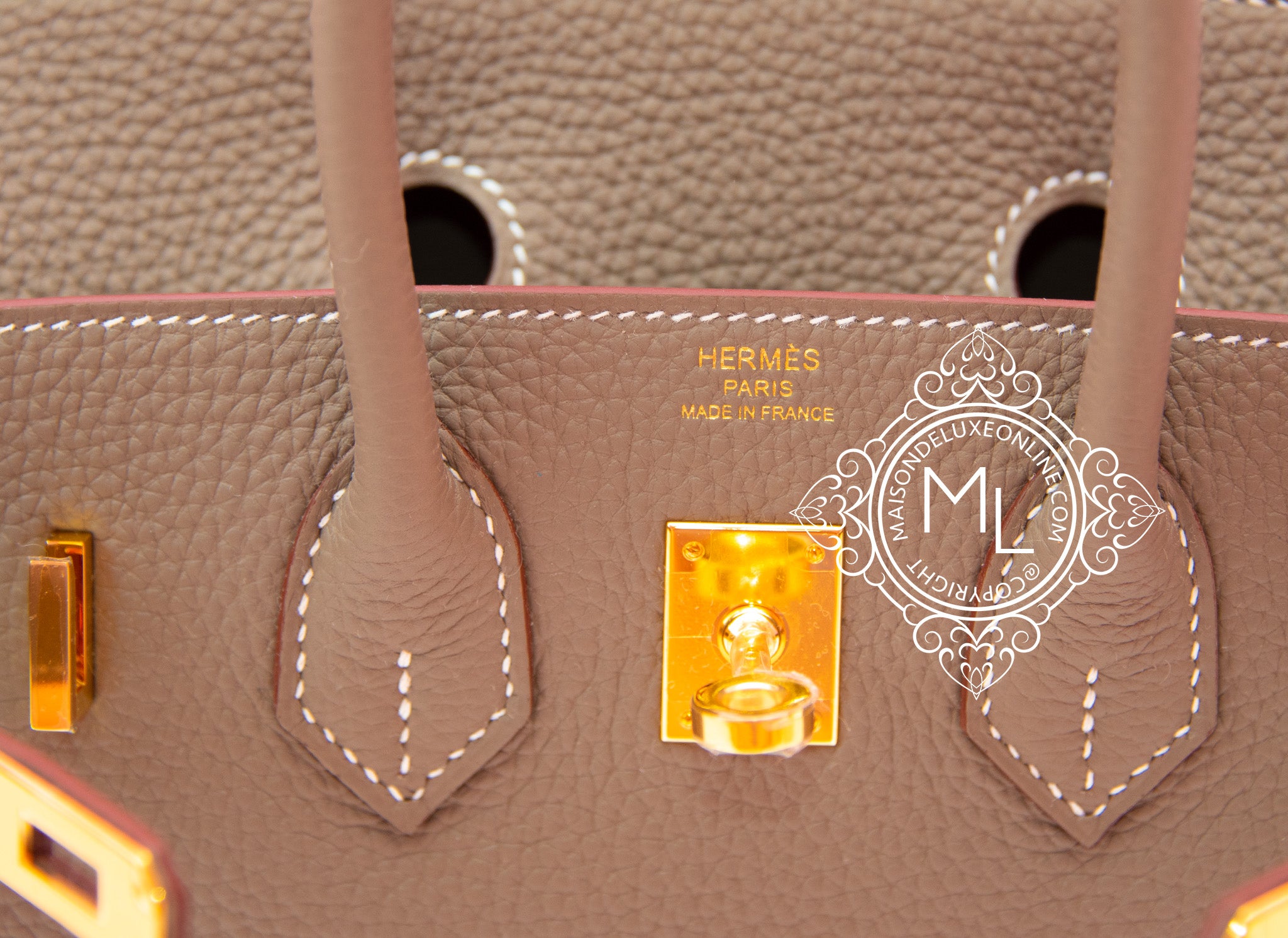 Hermes Birkin 25 Etoupe Bag Gold Hardware Togo Leather – Mightychic