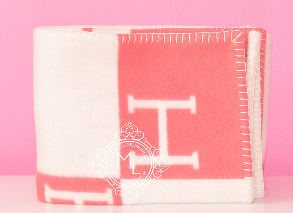 Hermes Baby Pink Wool Cashmere H Avalon Blanket