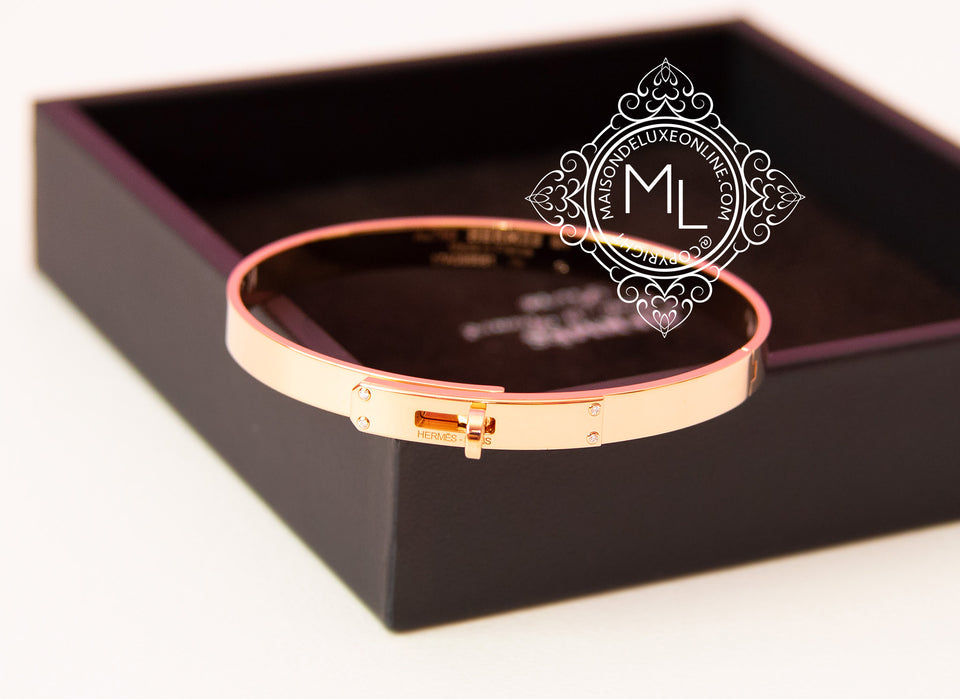 Hermes Rose Gold 4 Diamonds Kelly Bracelet SH