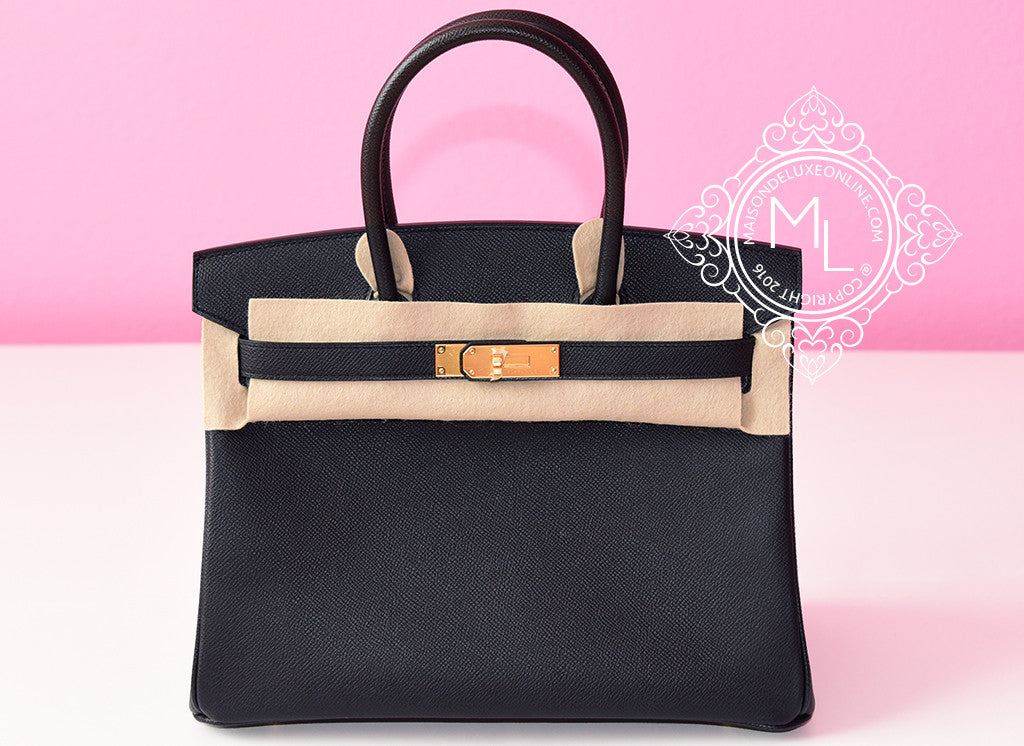 Brand New Hermes Birkin 30 Black Epsom GHW