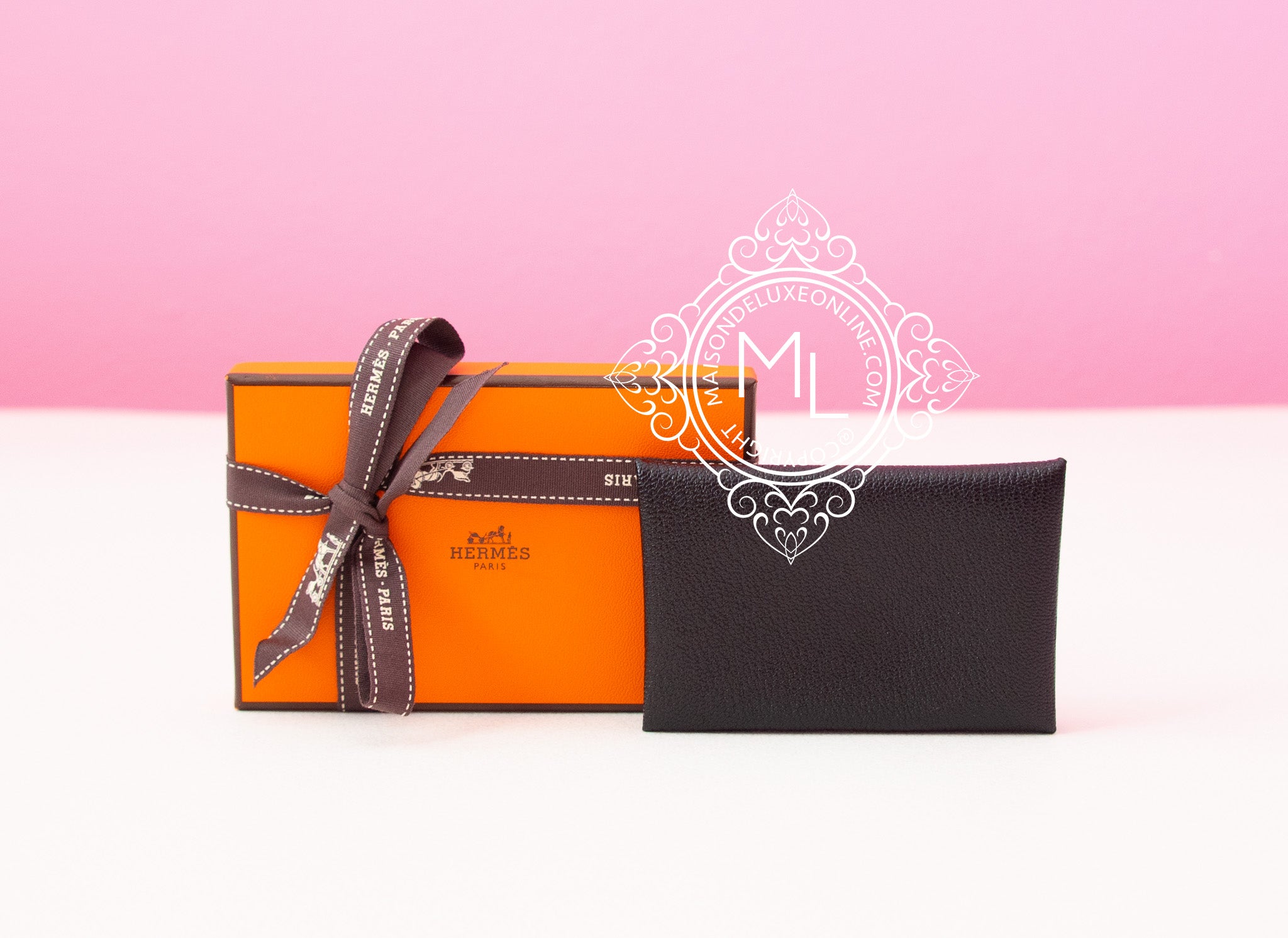 Hermes Black Chevre Mysore Calvi Card Case Holder