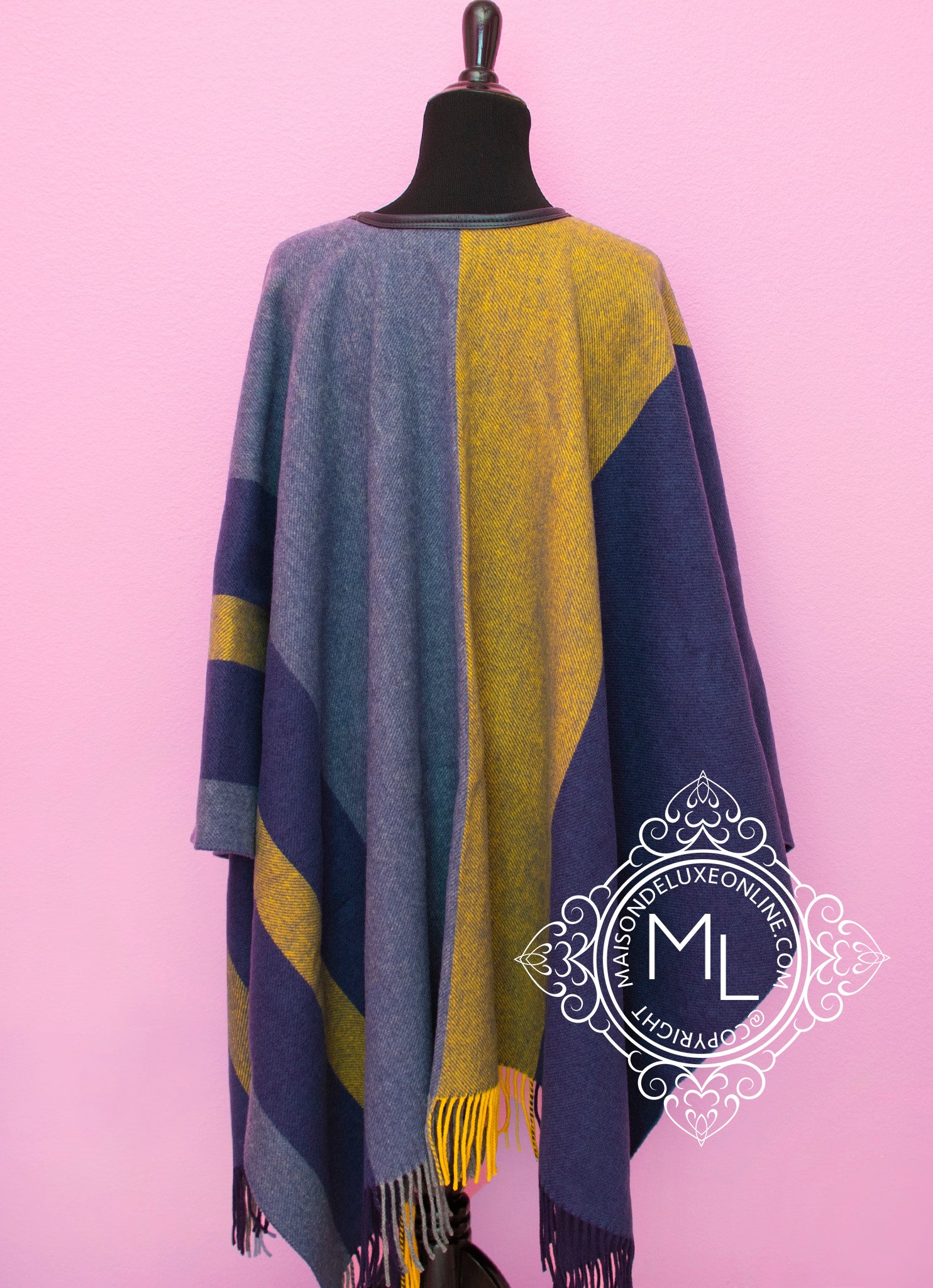Hermes Blue Rocabar Casaque Poncho Cape Shawl Top Sweater Jacket