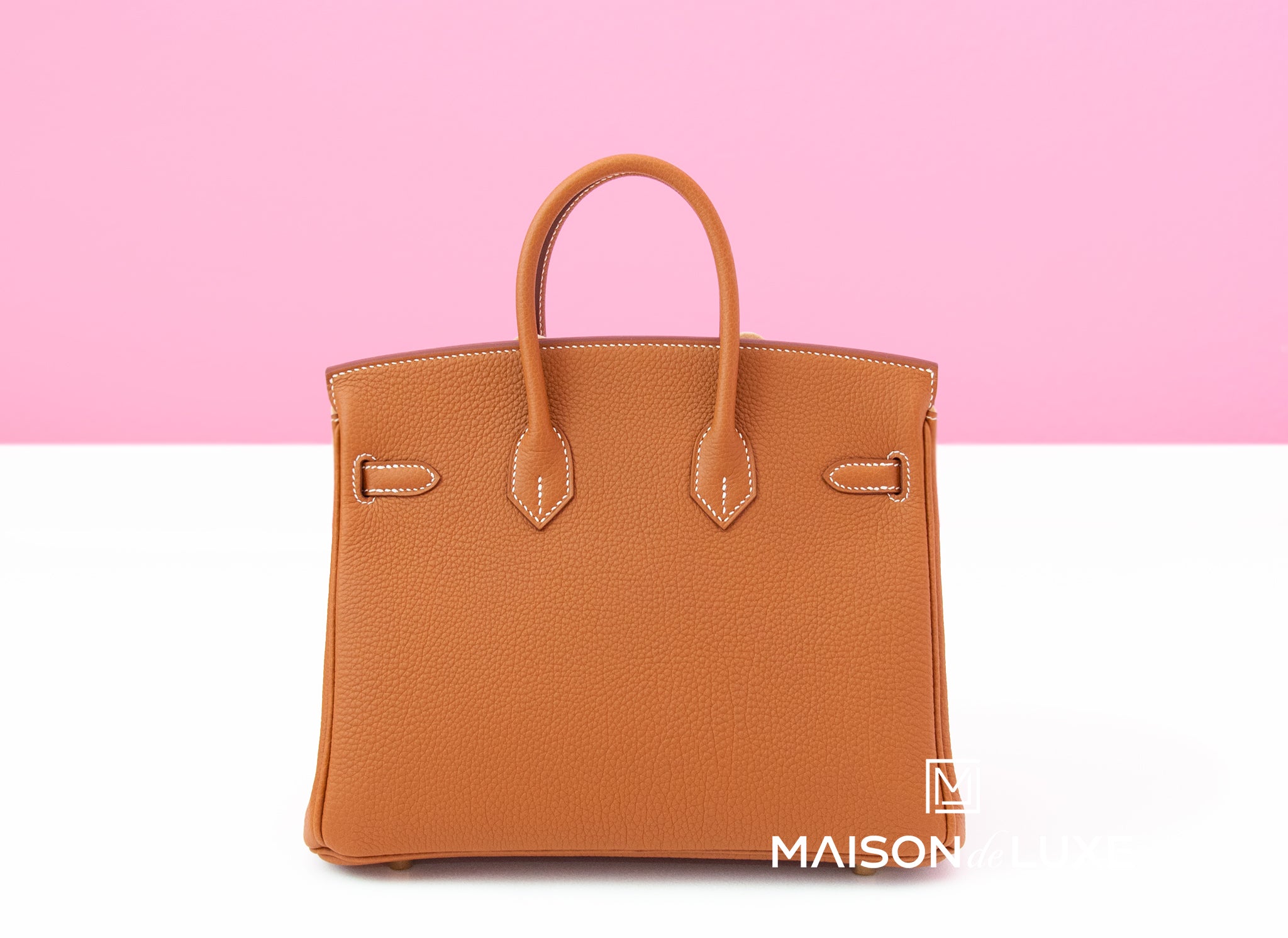 Top Grain Leather Inspired Birkin Handbag | Luxury Designer Bags Small-25cm / Gold Brown