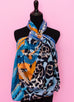 Hermes "Jaguar Quetzal" Blue Jean Cashmere 140 GM Shawl Scarf