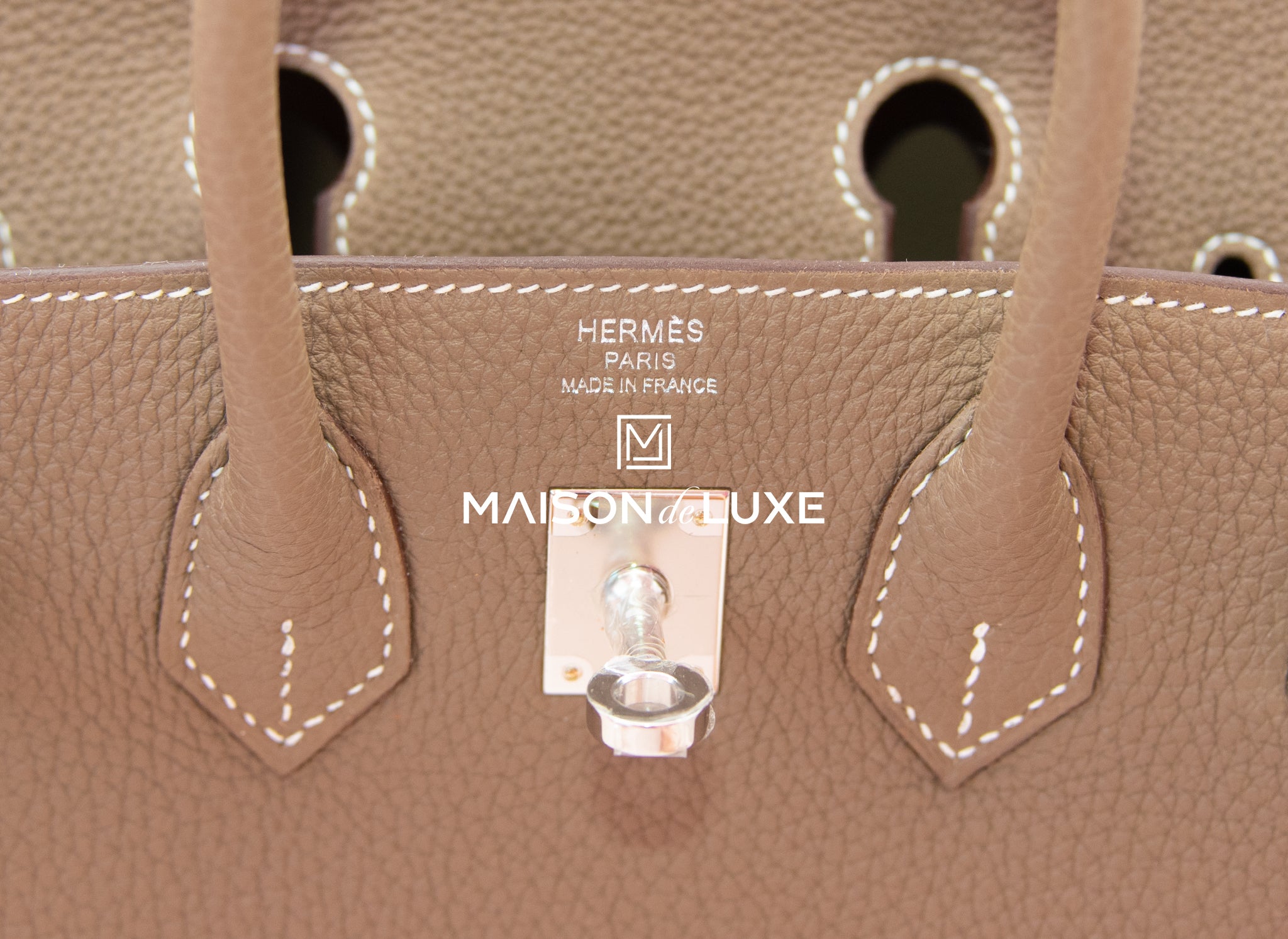 Hermes Birkin 25 Etoupe Togo Palladium Hardware in Box