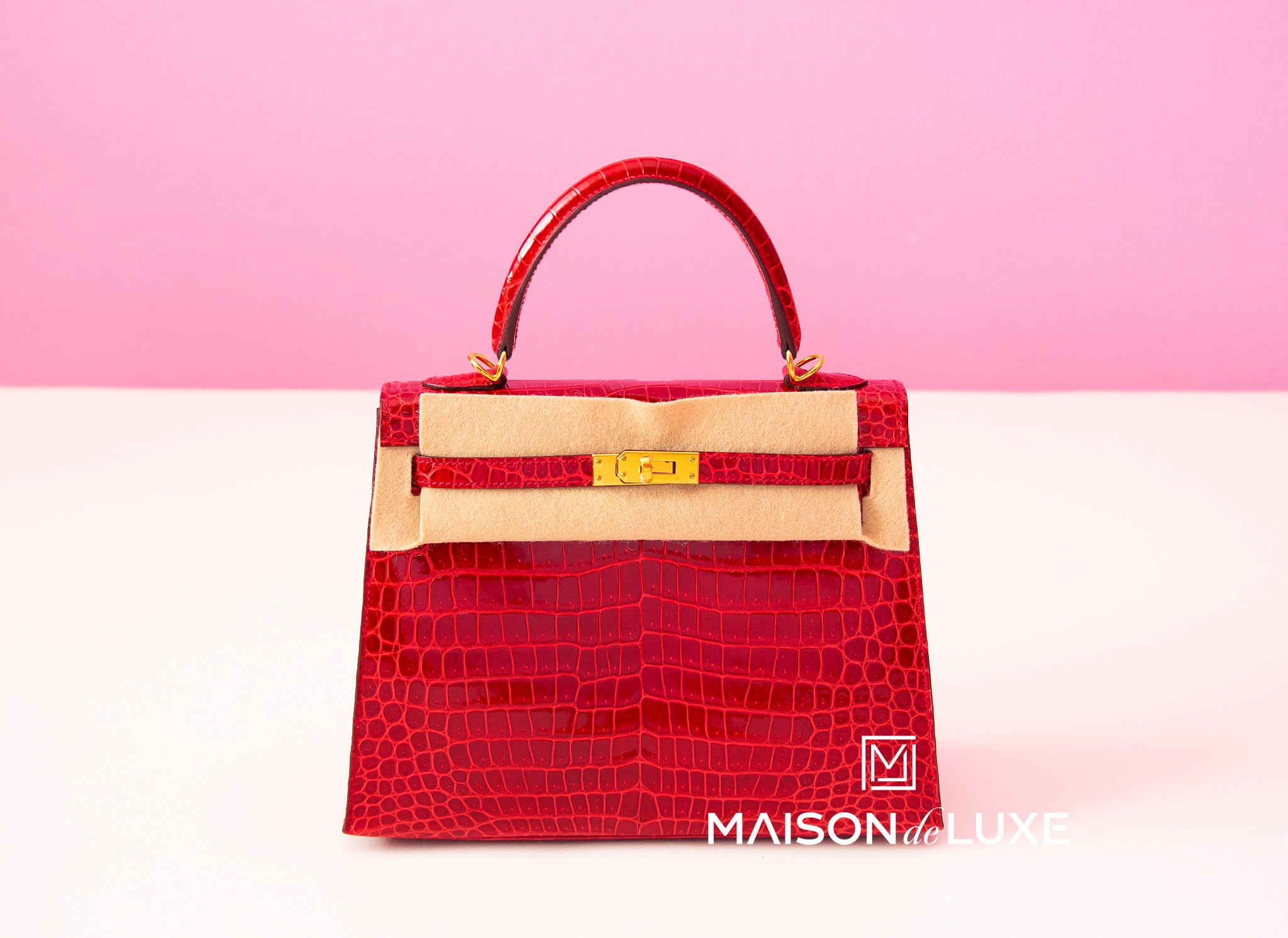 Red crocodile kelly bag Clearance