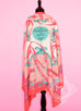 Hermes "La Promenade du Matin" Corail Cashmere 140 GM Shawl Scarf