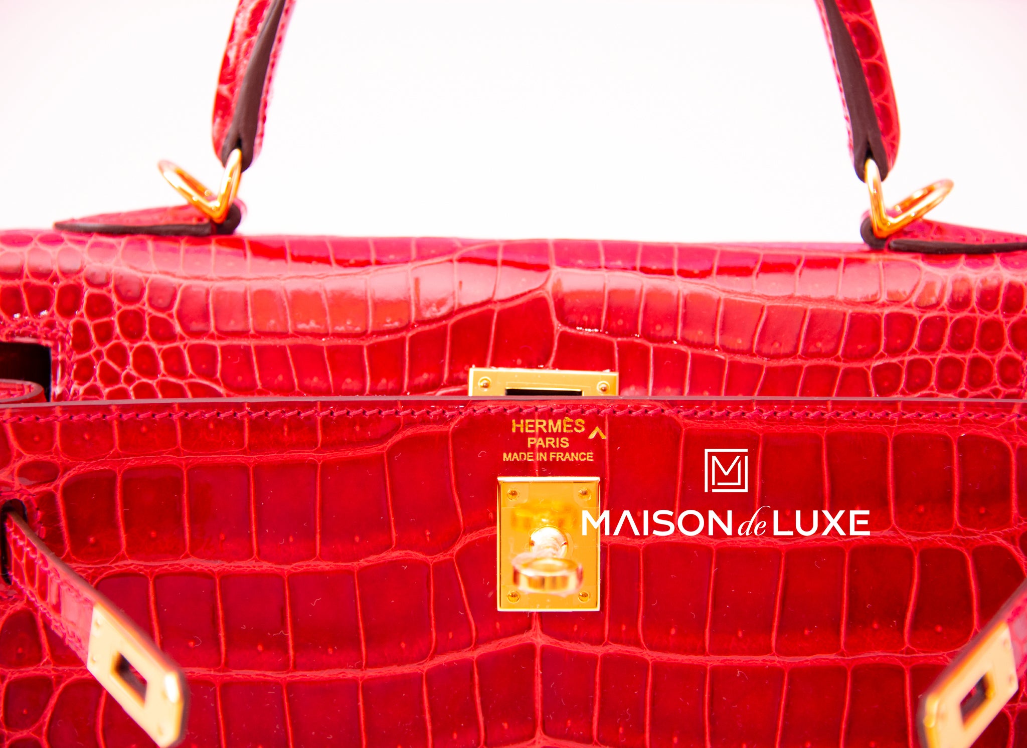 Hermes Birkin 25 Bag Red Braise Porosus Crocodile Gold Hardware