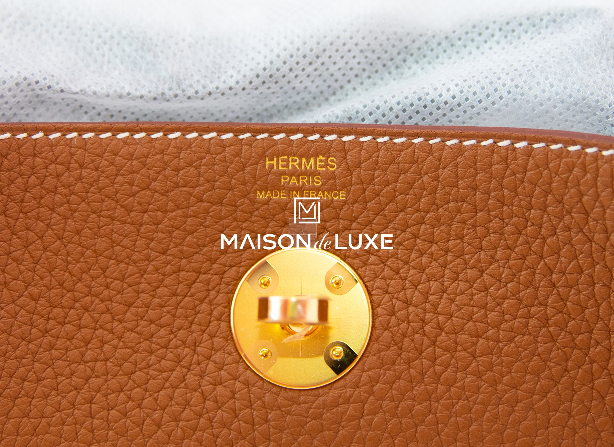 Hermes Gold Brown Clemence Lindy 26 Handbag Bag – MAISON de LUXE