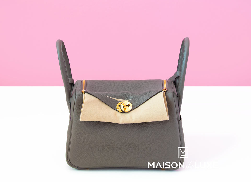 Hermes Etain Gray Clemence Lindy 26 Handbag