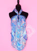 Hermes "Aux Portes du Palais" Bleu Turquoise Rose Cashmere 140 GM Shawl Scarf