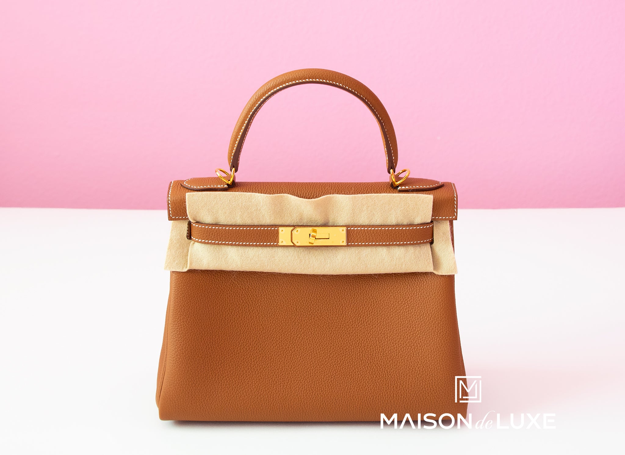 Hermes Gold Tan Brown Gold Hardware Togo Kelly 28 Bag Leather Handbag –  MAISON de LUXE
