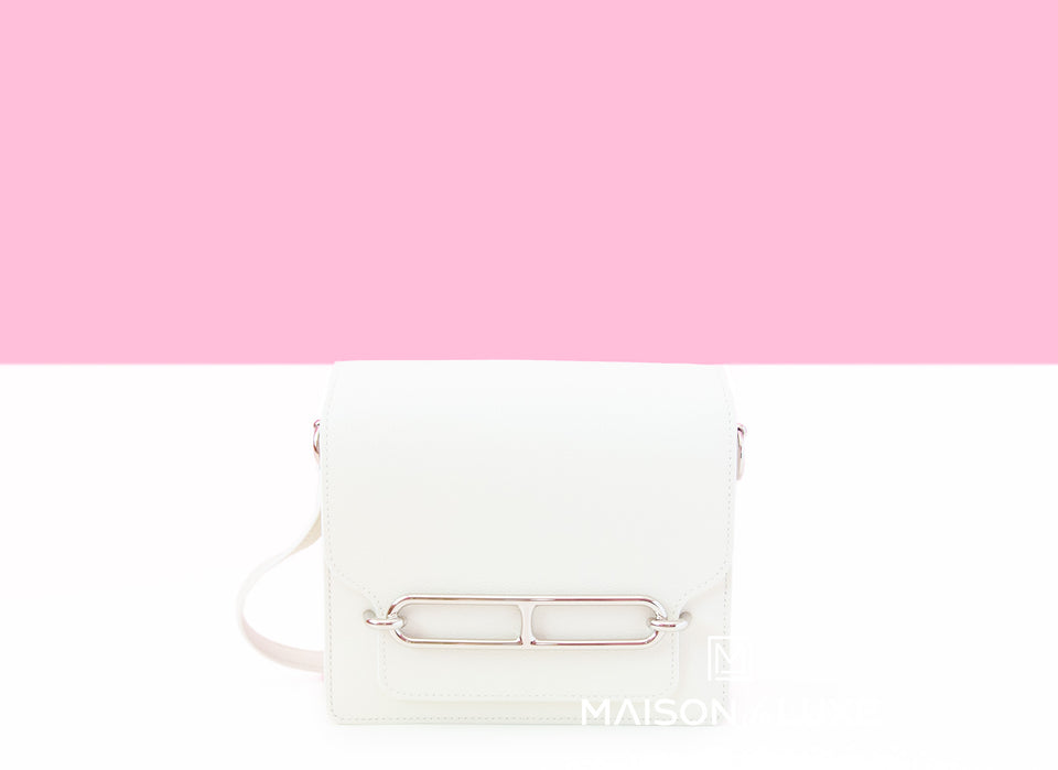 Hermes Roulis Mini 18 Blanc White Evercolor Handbag