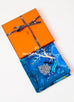 Hermes "Dans Un Jardin Anglais" Blue Twill Silk 90 cm Scarf