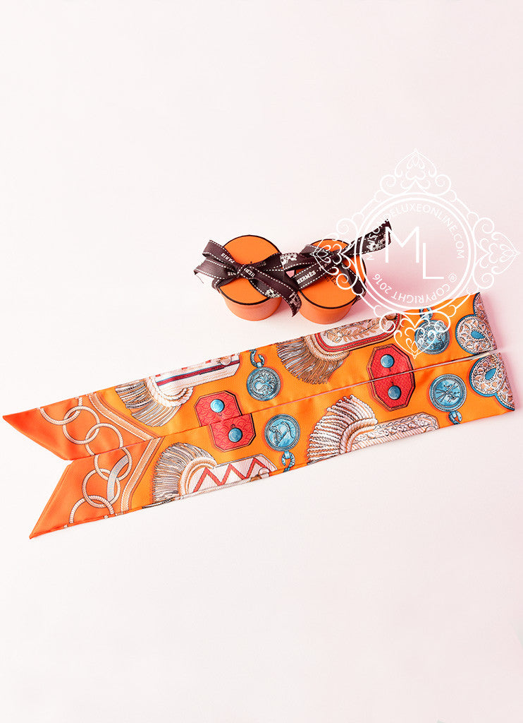 Hermes Epaulettes Orange Turquoise Vert Twilly